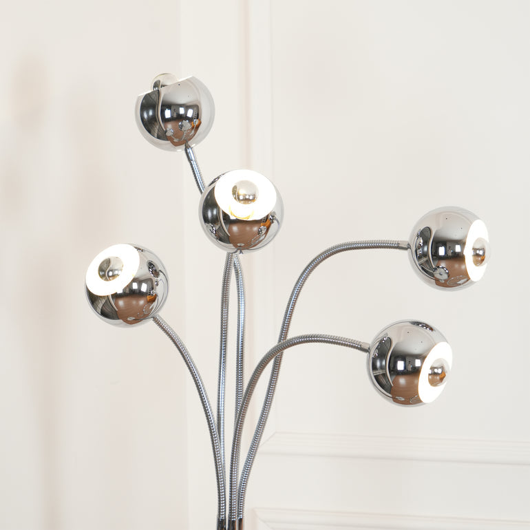 Axis Modern Metal Eyeball Floor Lamp Chrome