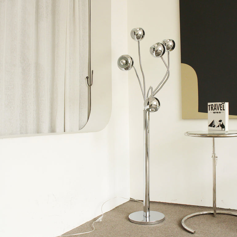 Axis Modern Metal Eyeball Floor Lamp Chrome