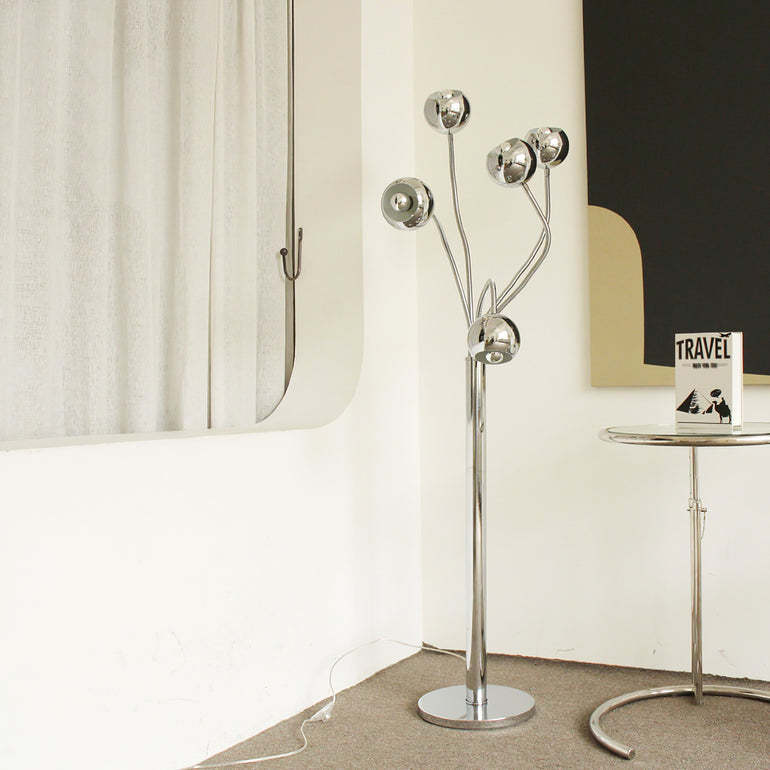 Axis Modern Metal Eyeball Floor Lamp Chrome