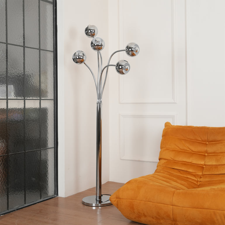 Axis Modern Metal Eyeball Floor Lamp Chrome
