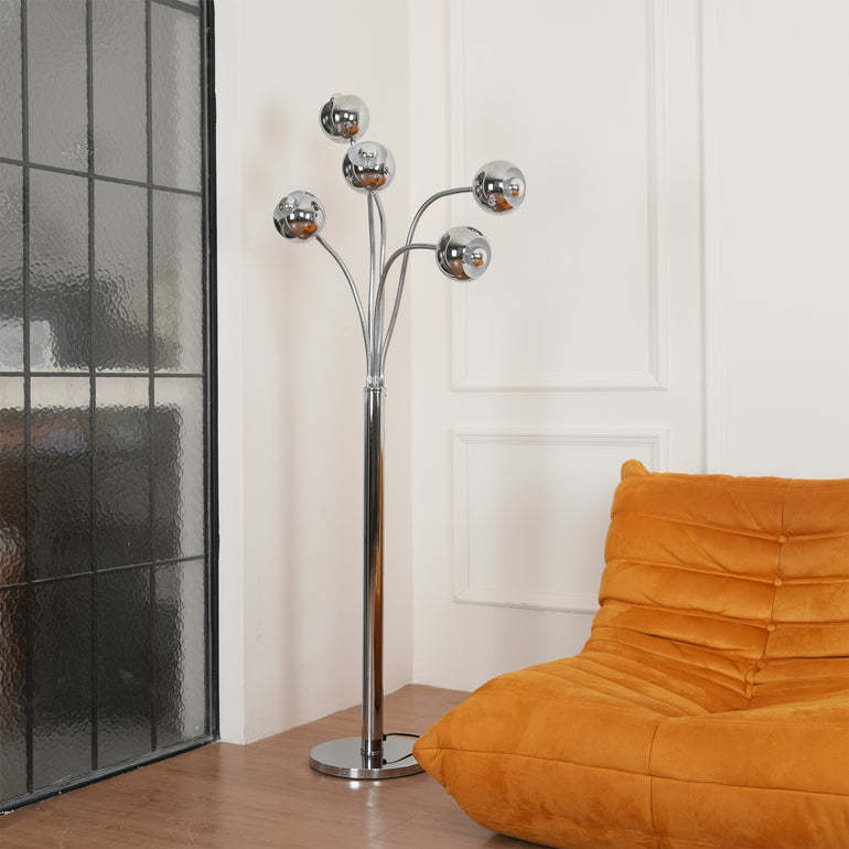 Axis Modern Metal Eyeball Floor Lamp Chrome