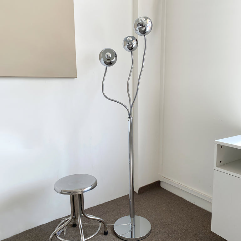 Axis Modern Metal Eyeball Floor Lamp Chrome