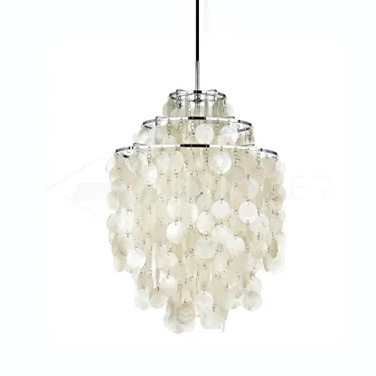 Marilyn Natural Metal Shell Chrome Pendant Light Bedroom Living Room