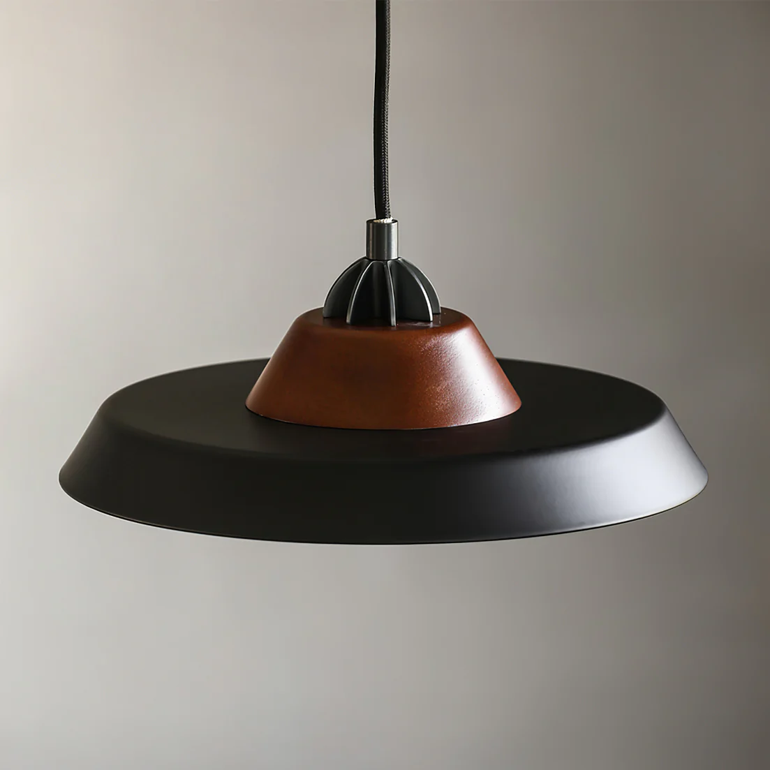 Valentina Vintage Round Wood Metal Pendant Light Dining Room