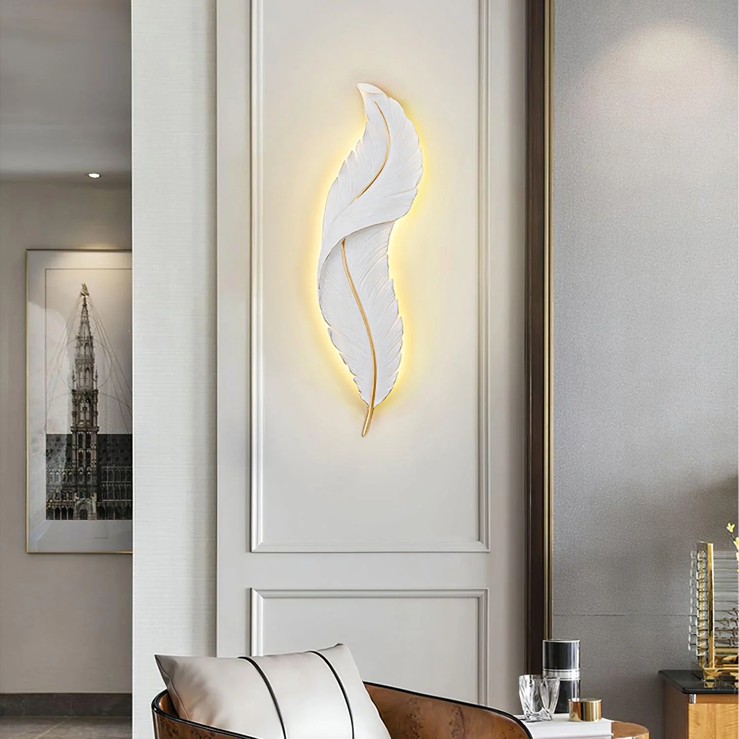 Ozawa Natural LED Resina Lámpara de Pared Dormitorio Salón Pasillo