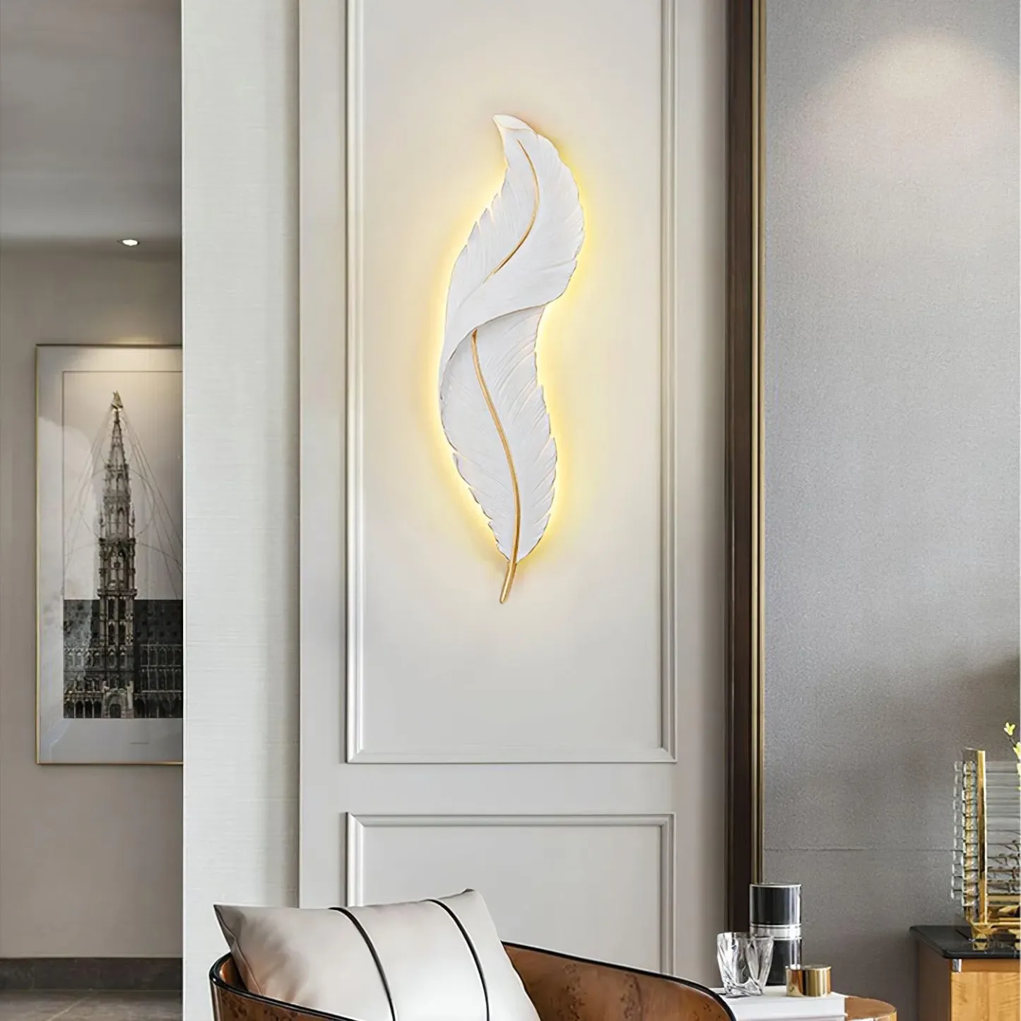 Ozawa Natural LED Resina Lámpara de Pared Dormitorio Salón Pasillo