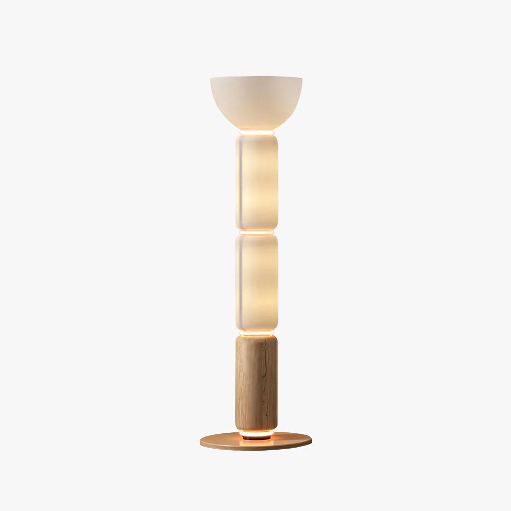 Hakka Gradient Glass Wood Floor Lamp
