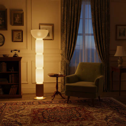 Hakka Gradient Glass Wood Floor Lamp
