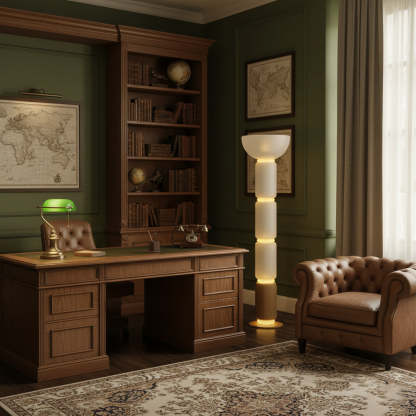 Hakka Gradient Glass Wood Floor Lamp