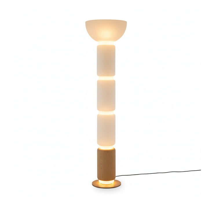 Hakka Gradient Glass Wood Floor Lamp