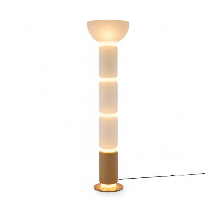 Hakka Gradient Glass Wood Floor Lamp