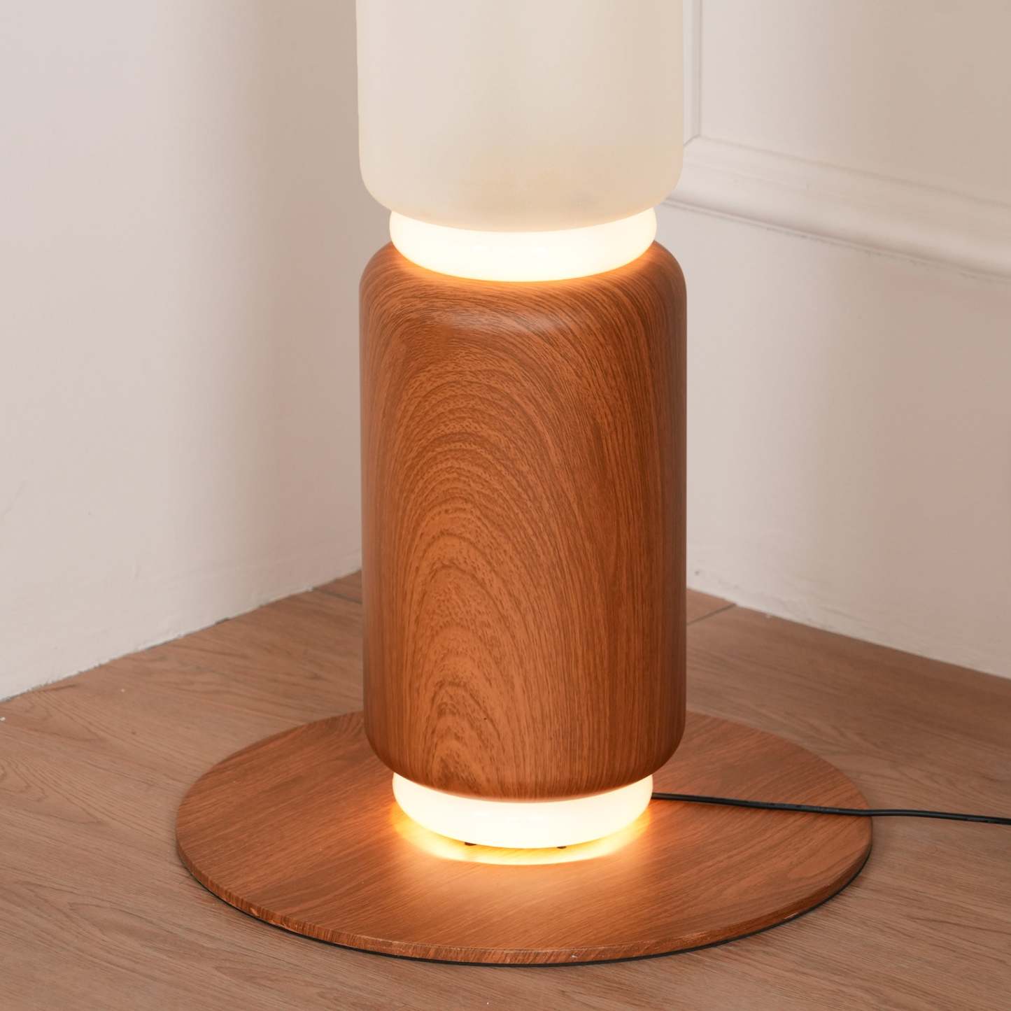 Hakka Gradient Glass Wood Floor Lamp