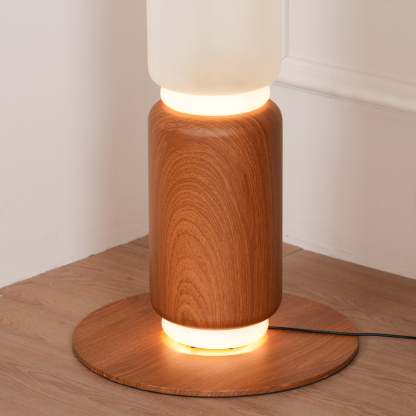 Hakka Gradient Glass Wood Floor Lamp