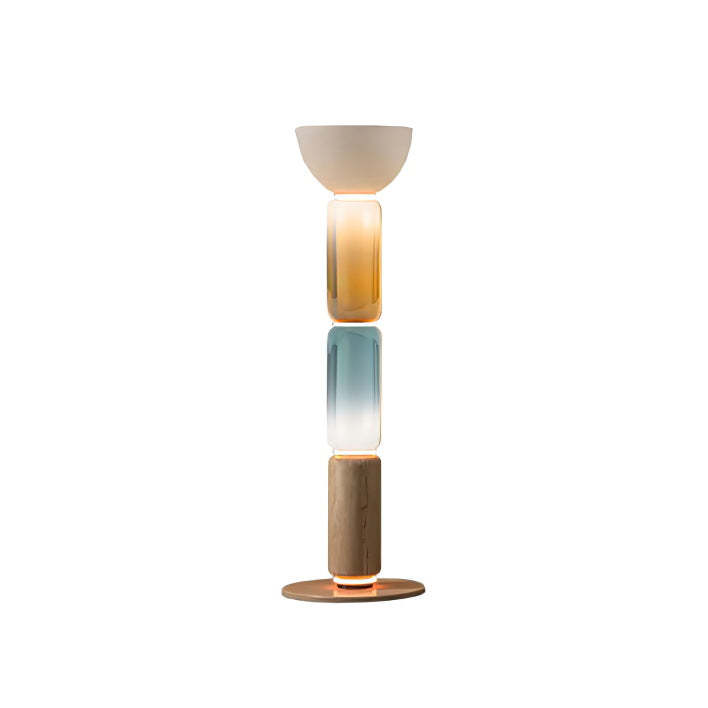Hakka Gradient Glass Wood Floor Lamp