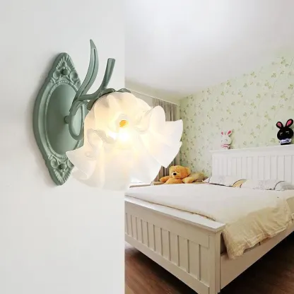 Carins Lámpara de Pared Moderna en Estilo Cottage con Flor y Metal para Dormitorio, Pasillo y Baño