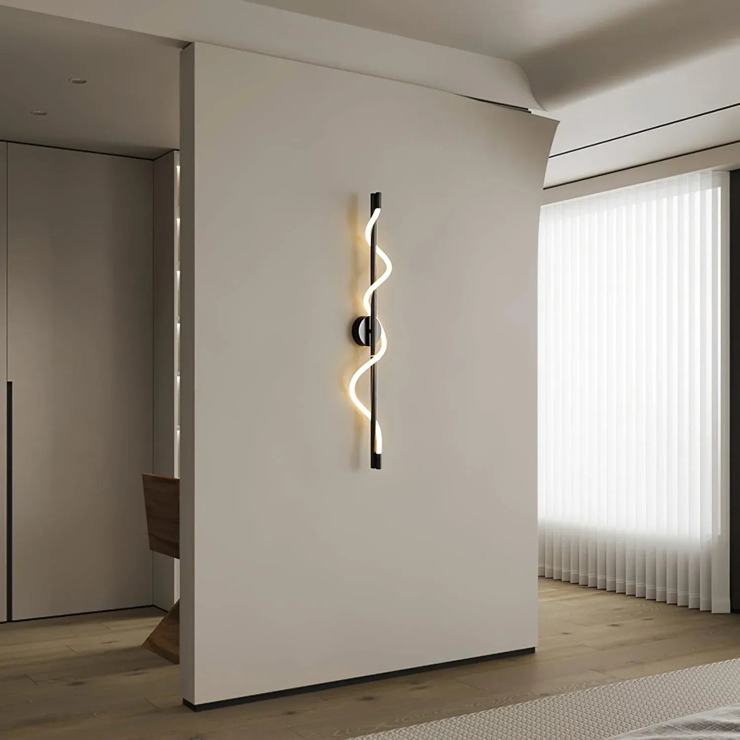 Valentina Modern Flexible Curve Metal Wall Light Living Room Bedroom