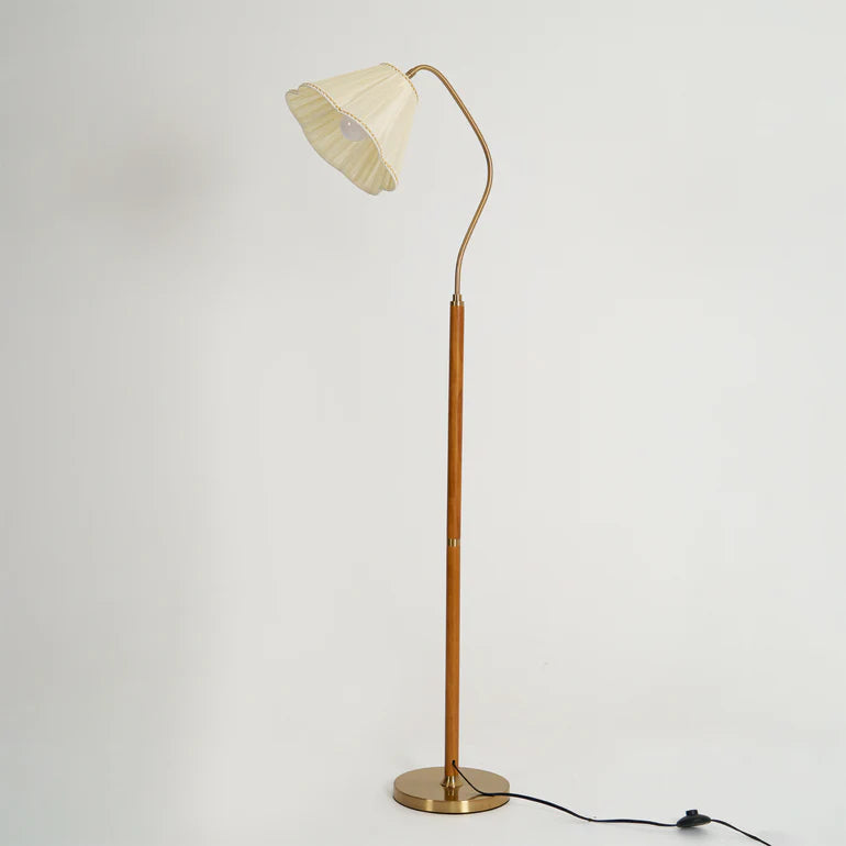 Hakka Fabric Brass Floor Lamp