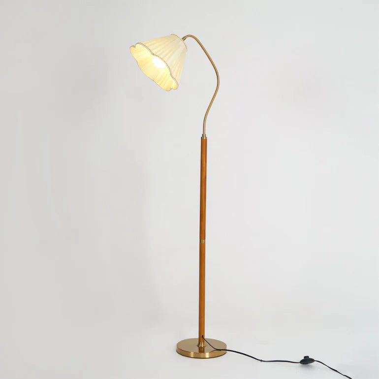 Hakka Fabric Brass Floor Lamp