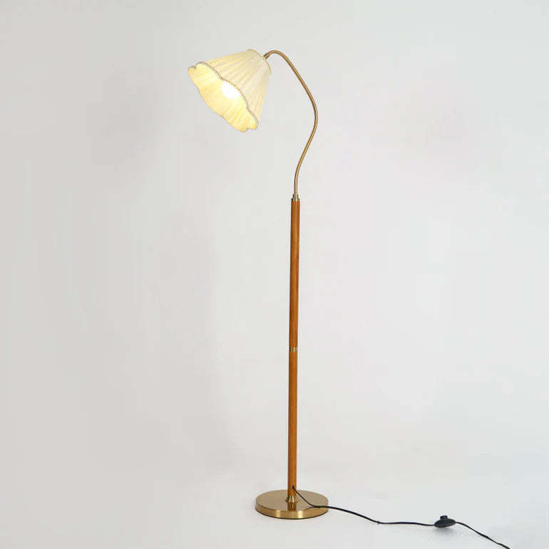 Hakka Fabric Brass Floor Lamp