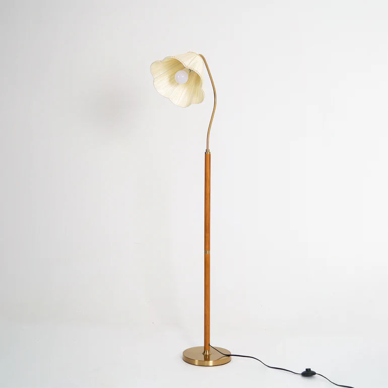 Hakka Fabric Brass Floor Lamp