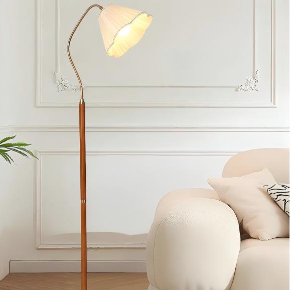 Hakka Fabric Brass Floor Lamp