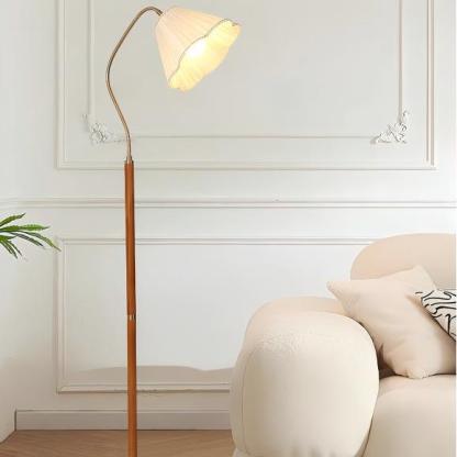 Hakka Fabric Brass Floor Lamp