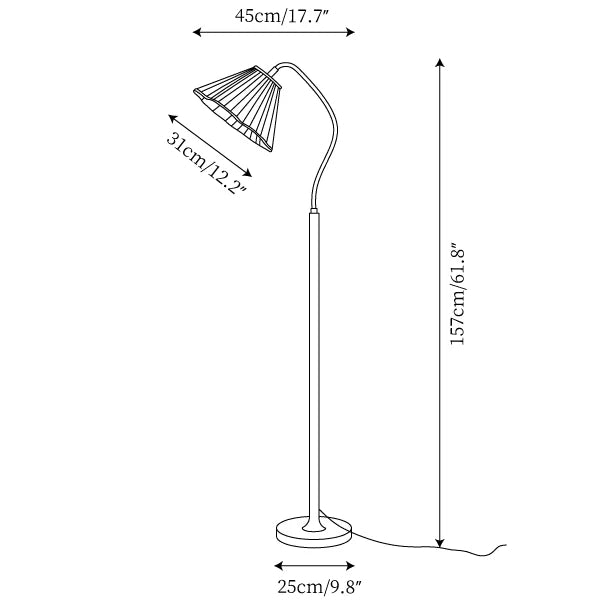 Hakka Fabric Brass Floor Lamp