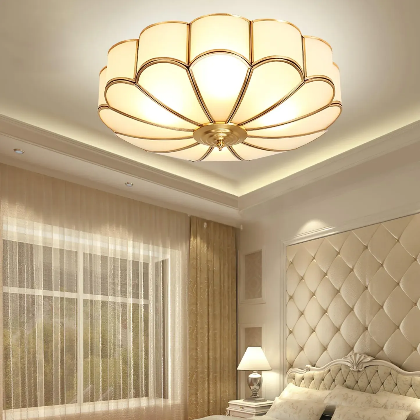 Alessio Modern Metal Glass Ceiling Lamp Bedroom Living Room