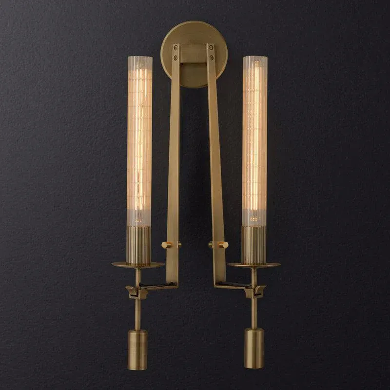 Alessio Minimalism Brass Metal Glass Wall Lamp Bedroom Living Room