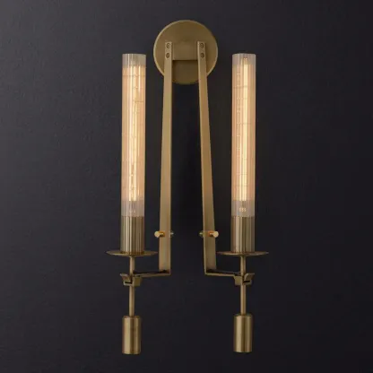 Alessio Minimalism Brass Metal Glass Wall Lamp Bedroom Living Room