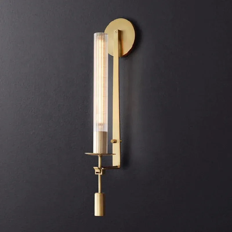 Alessio Minimalism Brass Metal Glass Wall Lamp Bedroom Living Room