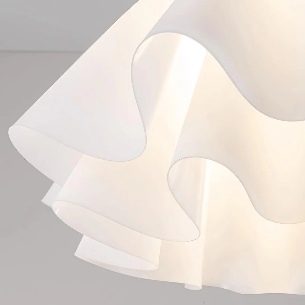 Carins Ceiling Light, flowing white shade detail