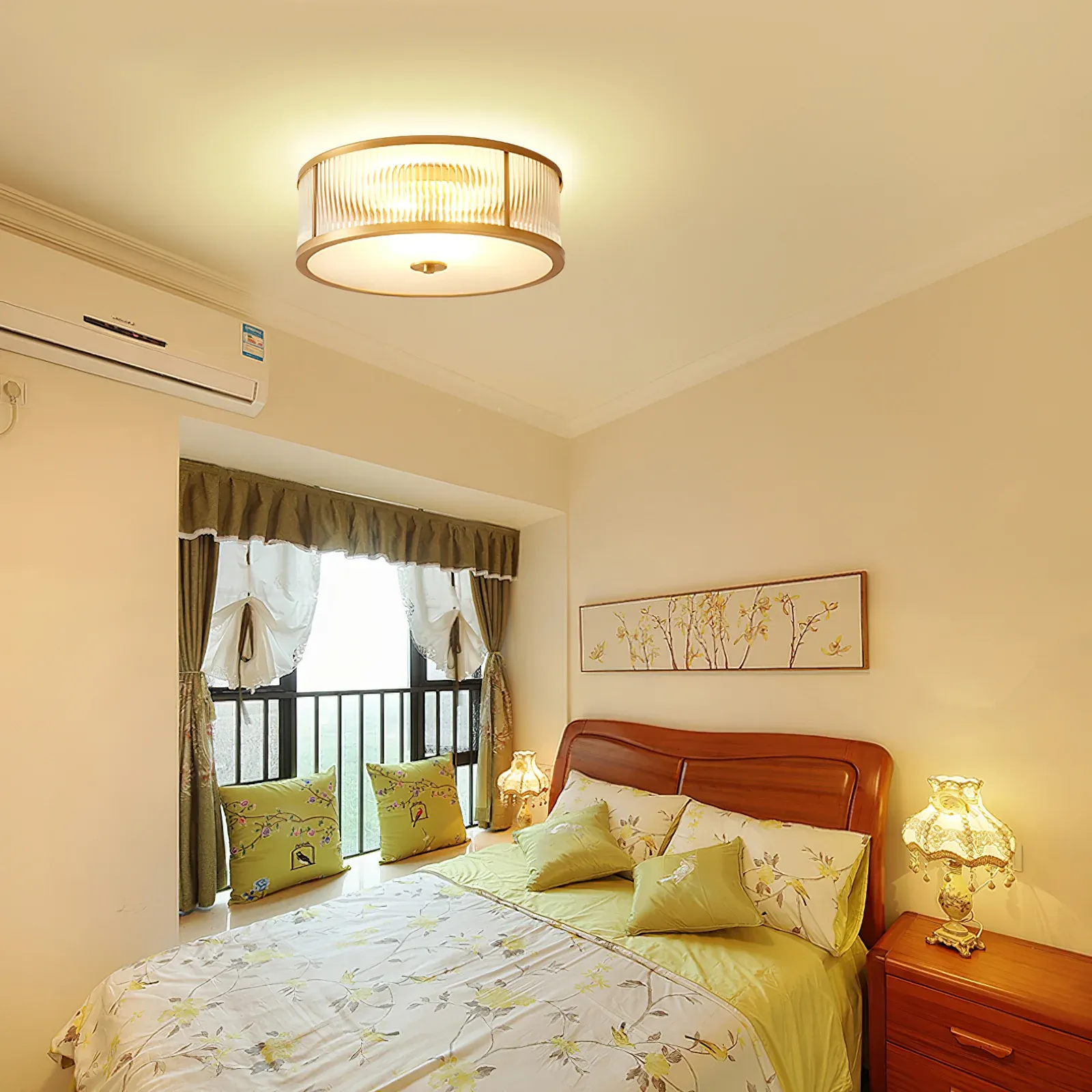 Alessio Modern Round Metal Glass Ceiling Lamp Dining Room Bedroom