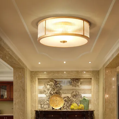 Alessio Modern Round Metal Glass Ceiling Lamp Dining Room Bedroom