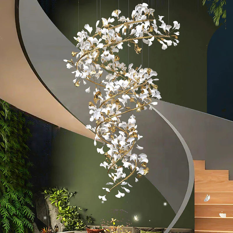 Olivia AntGlo Araña de Escalera Moderna Dorada Metal/Cerámica