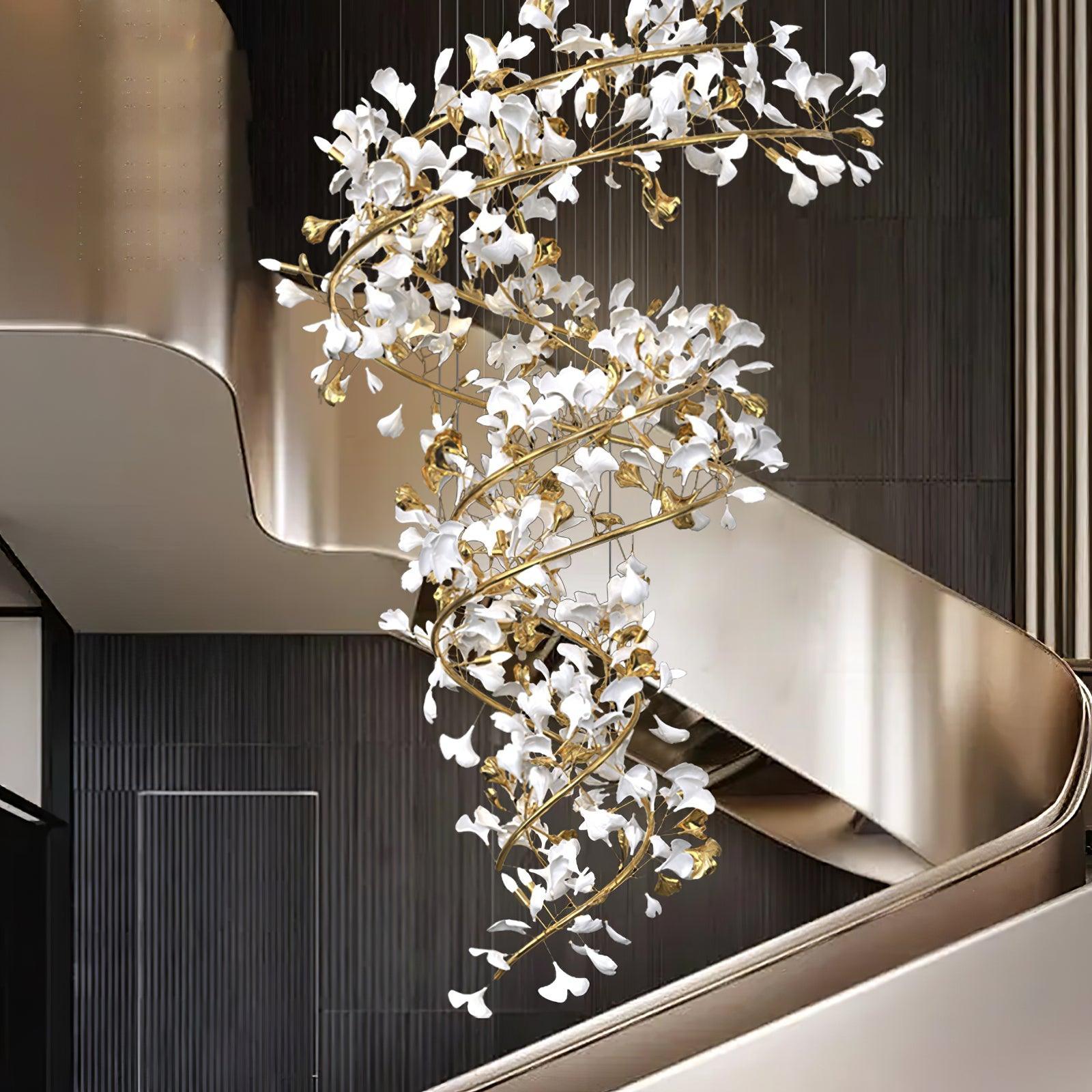 Olivia AntGlo Araña de Escalera Moderna Dorada Metal/Cerámica