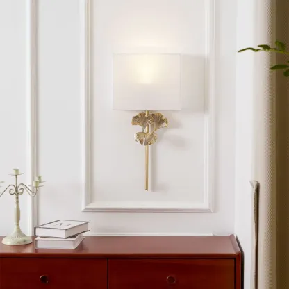 Alessio Vintage Classical Gingko Brass Wall Light Bedroom Living Room