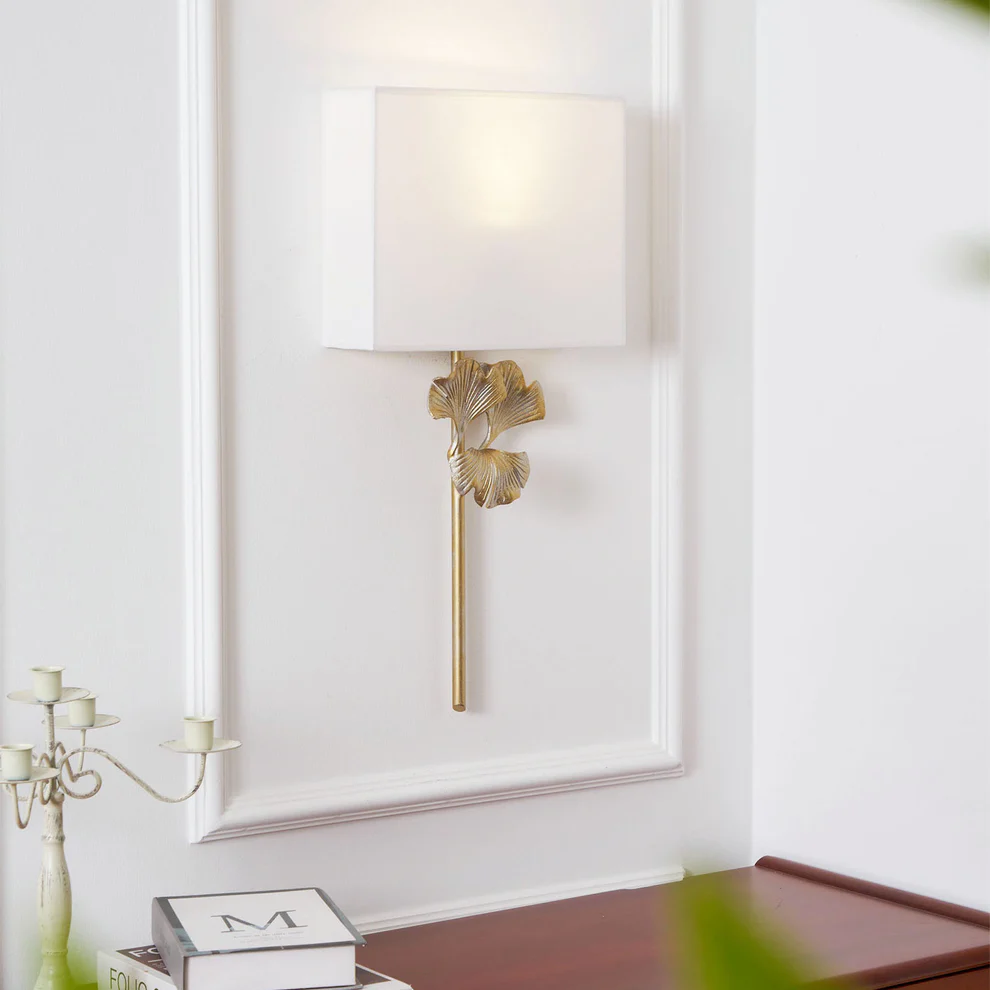 Alessio Vintage Classical Gingko Brass Wall Light Bedroom Living Room