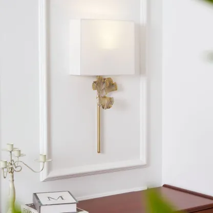Alessio Vintage Classical Gingko Brass Wall Light Bedroom Living Room