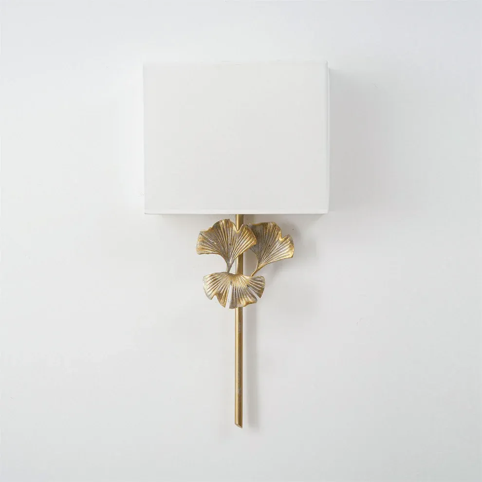Alessio Vintage Classical Gingko Brass Wall Light Bedroom Living Room