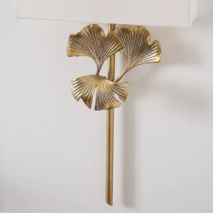 Alessio Vintage Classical Gingko Brass Wall Light Bedroom Living Room