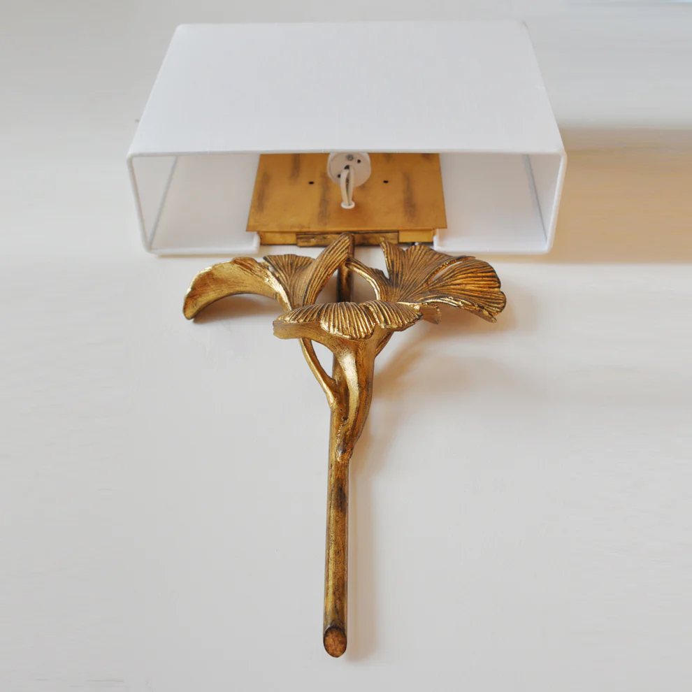 Alessio Vintage Classical Gingko Brass Wall Light Bedroom Living Room