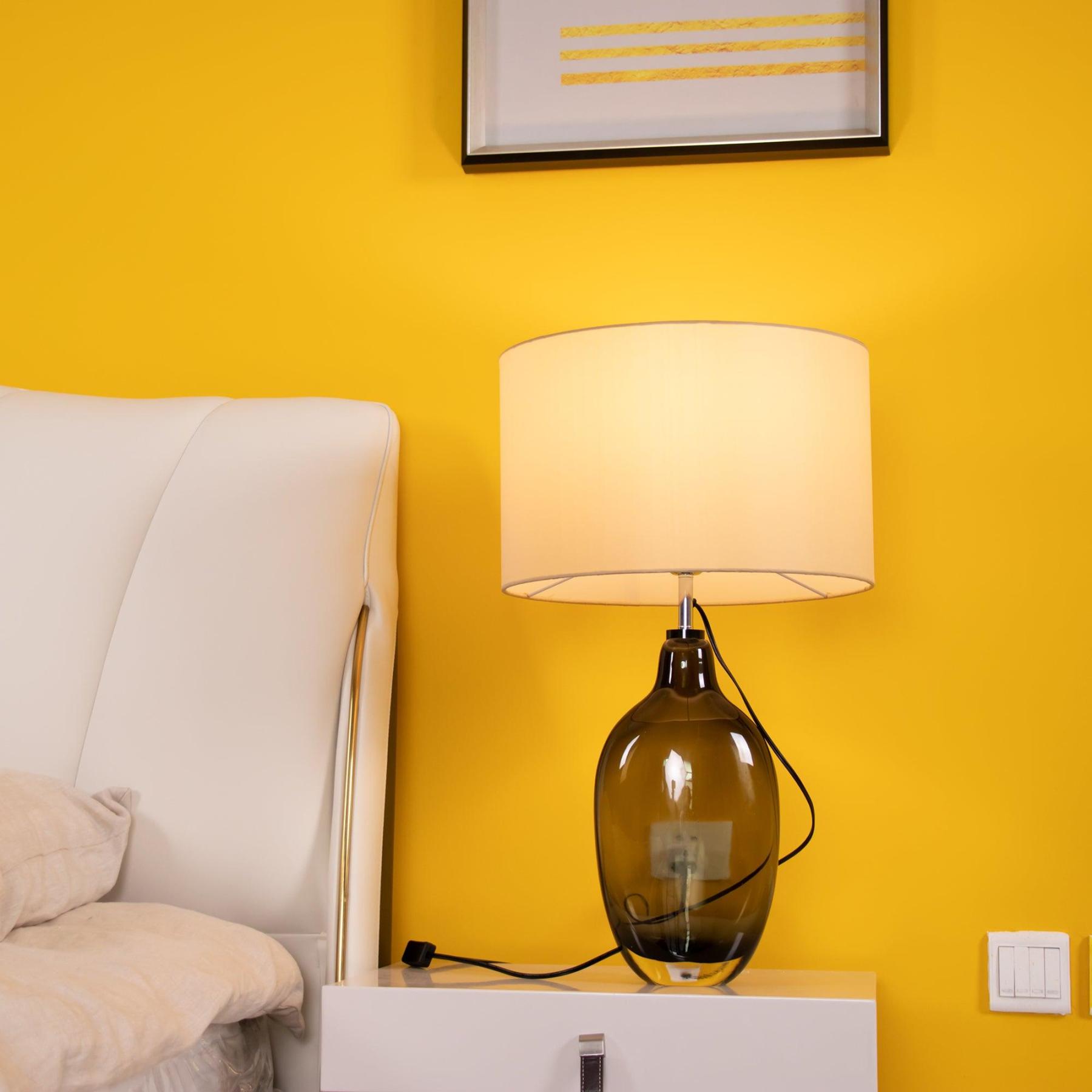 Hakka Linen Shade Glass Table Lamp