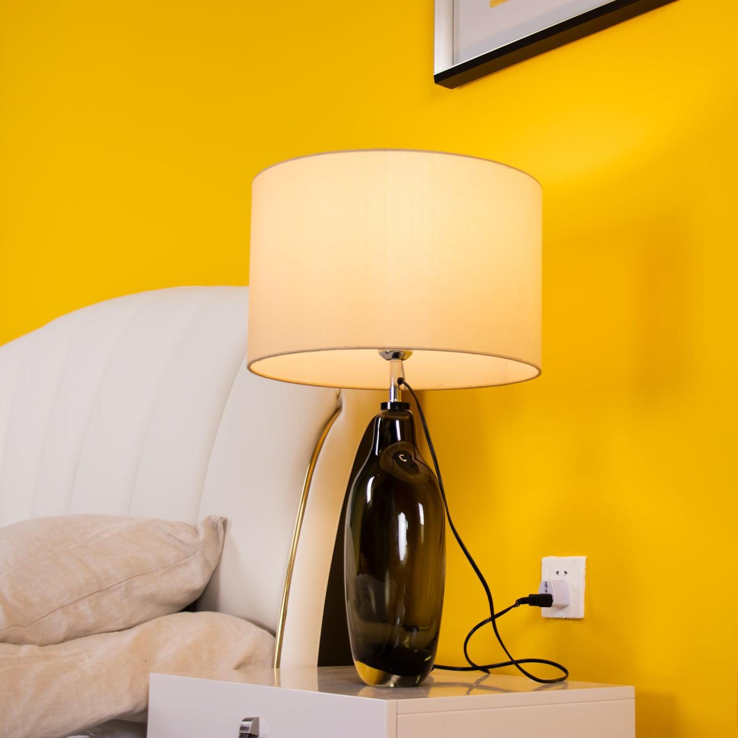 Hakka Linen Shade Glass Table Lamp