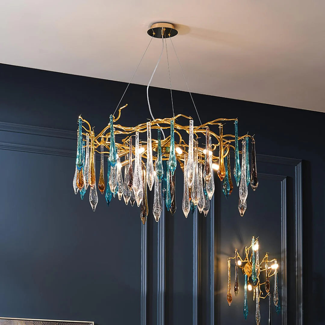 Verona Glass Teardrop Branch Chandelier