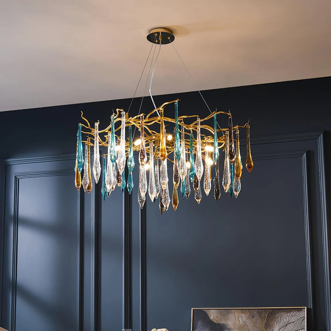 Verona Glass Teardrop Branch Chandelier