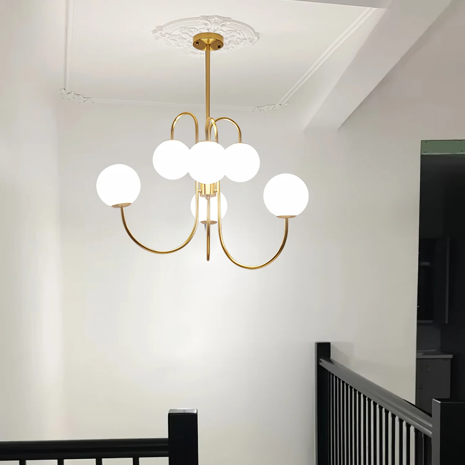 Alessio Antiguo Metal Vidrio Oro Negro Lámparas de Araña Dormitorio Salón