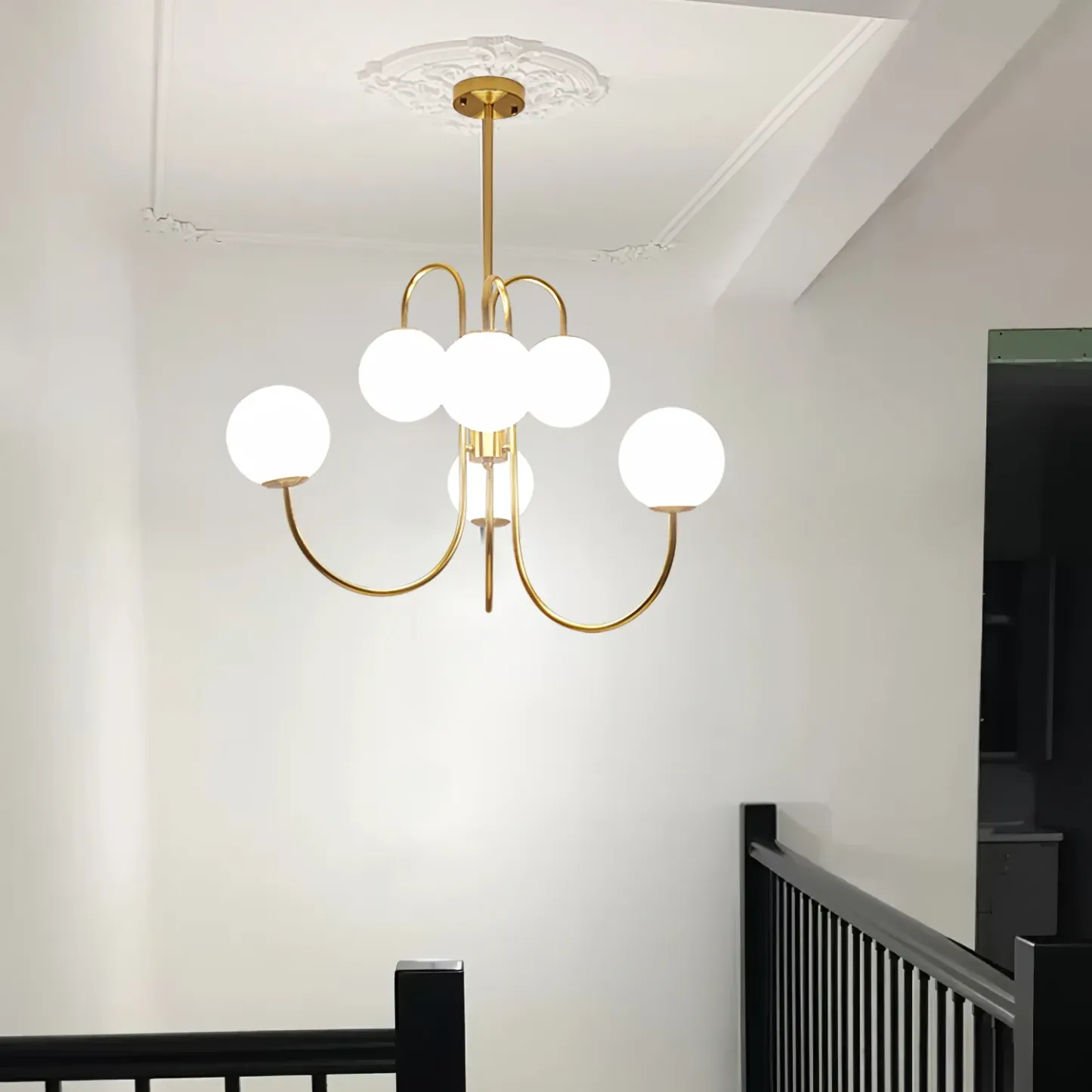 Alessio Antiguo Metal Vidrio Oro Negro Lámparas de Araña Dormitorio Salón