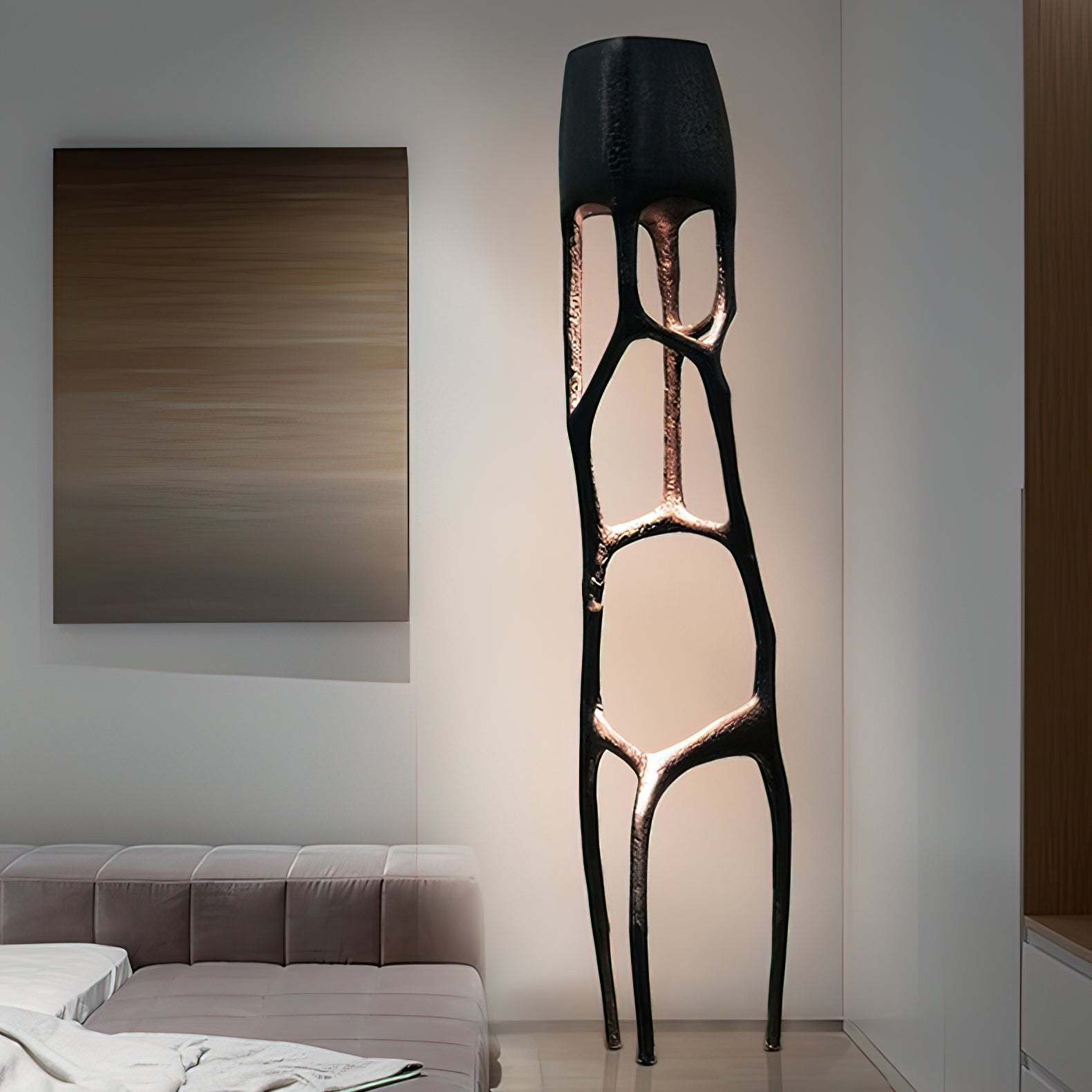 Retro Sculpted Metal Floor Lamp