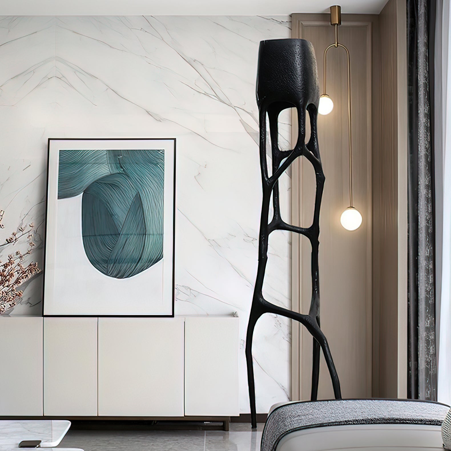 Retro Sculpted Metal Floor Lamp